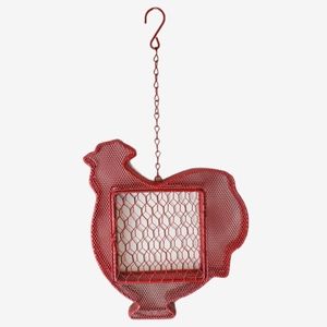 Red Farmhouse chicken Bird Feeder